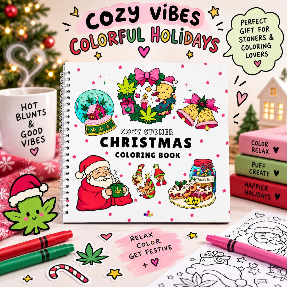 Halloween Fall Gift Stoner Moments Coloring Book: Funny Valentine Coloring Pages Featuring Weed-Themed Chill & Cozy Designs for Adults Stress Relief and Humor
