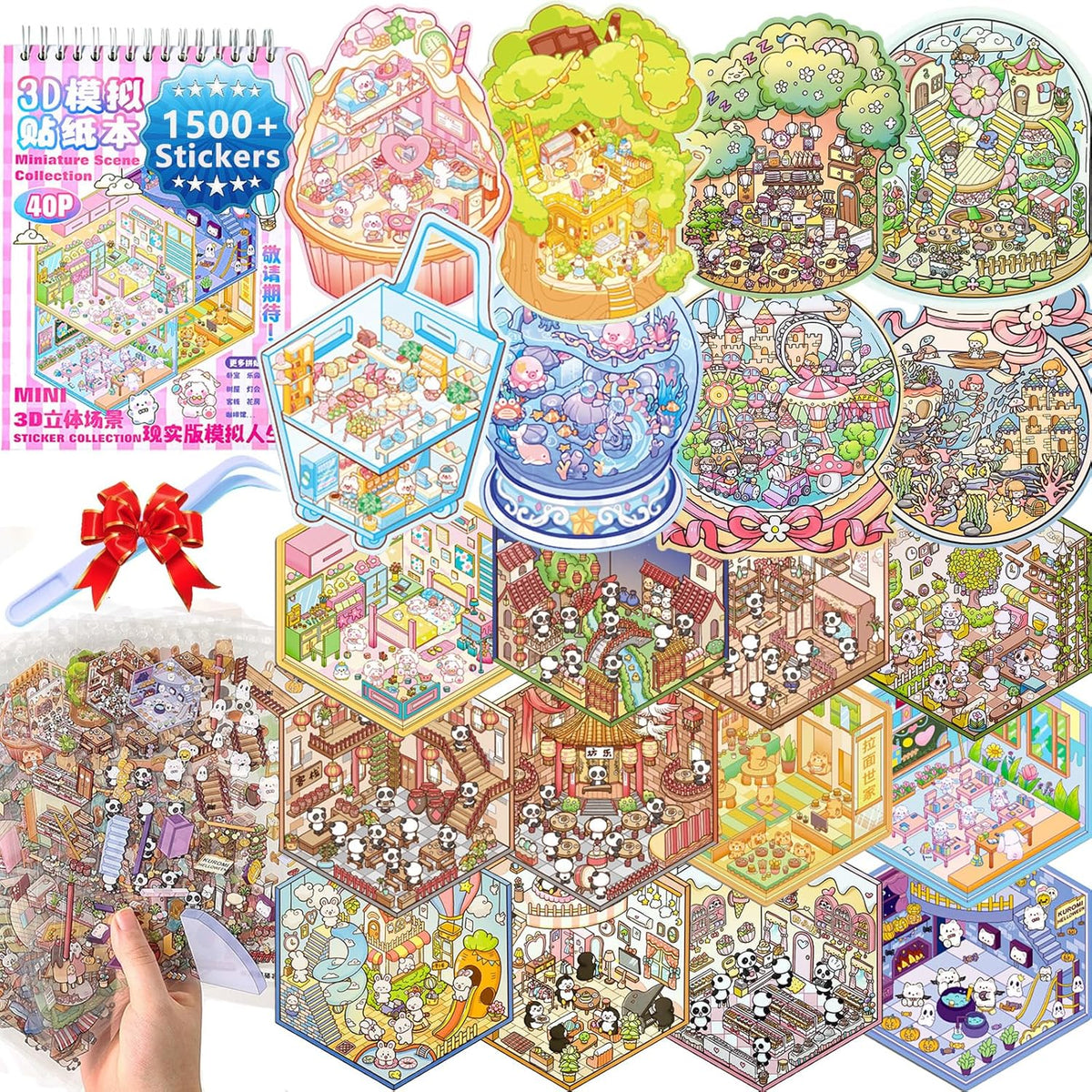 Halloween Fall Gift DIY 3D Sticker Scene - 20 Sets(1500 PCS Fun DIY Reusable Sticker Book, Create Your Own Scenes, Cute Stickers & Waterproof, Ideal for Adults & Kids to Relieve Stress Anywhere, Crafts Party Favors