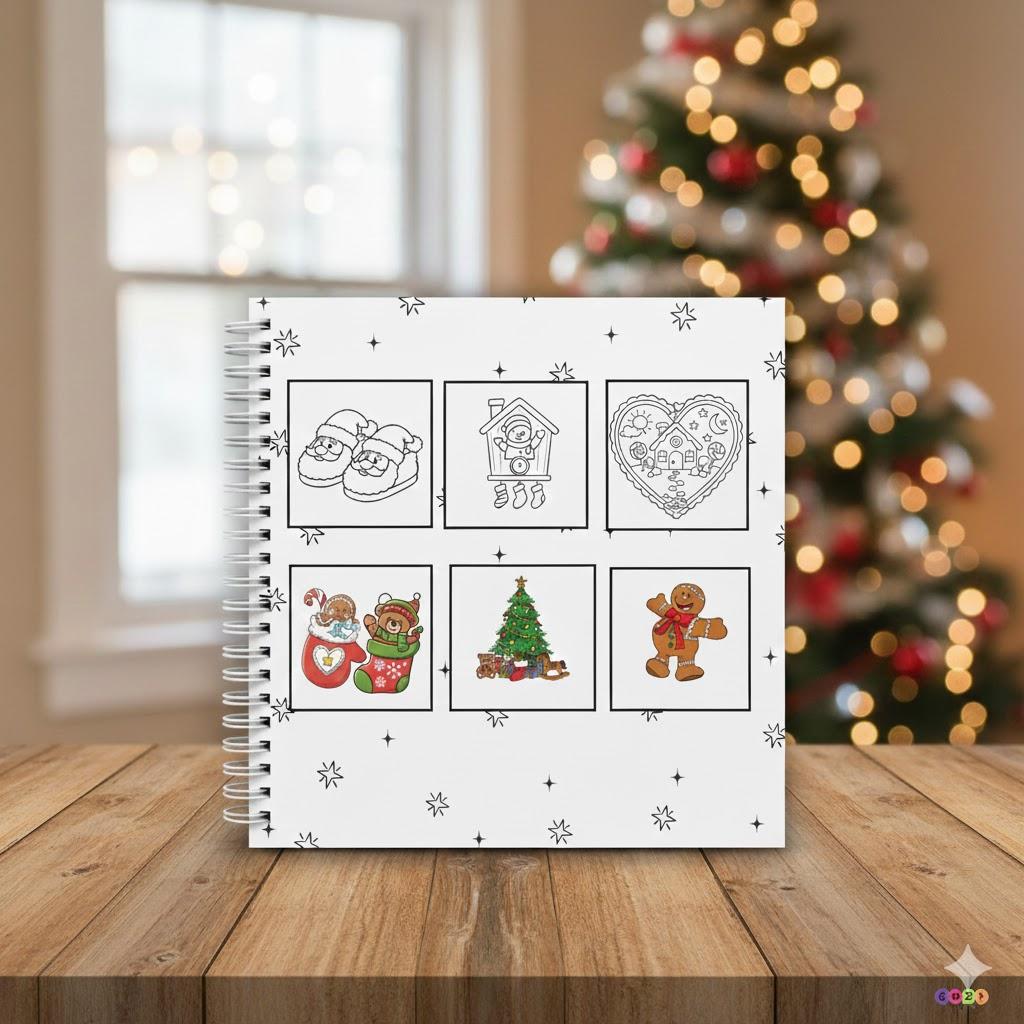 Halloween Fall Gift Cozy Christmas coloring Book Spiral Bound Hard Cover