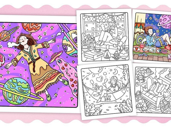 Halloween Fall Gift Stoner Moments: Stoner Girl Coloring Book Featuring Cute and Cozy Daily Activities, Whimsical Drawings for Relaxation and Stress Relief