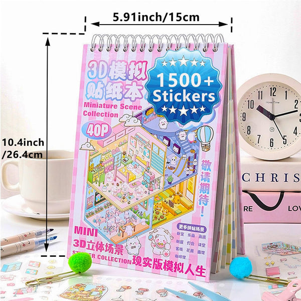 Halloween Fall Gift DIY 3D Sticker Scene - 20 Sets(1500 PCS Fun DIY Reusable Sticker Book, Create Your Own Scenes, Cute Stickers & Waterproof, Ideal for Adults & Kids to Relieve Stress Anywhere, Crafts Party Favors