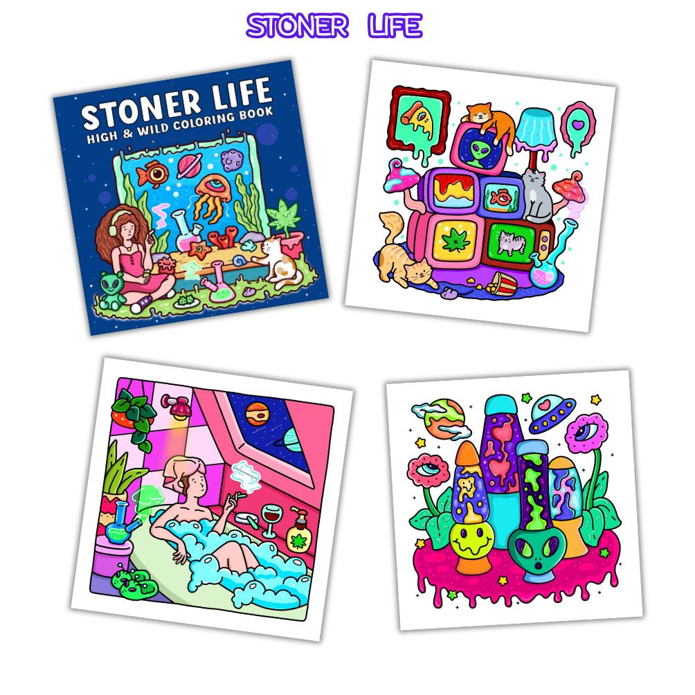 Halloween Fall Gift Stoner Life: High and Wild Coloring Book for Adults