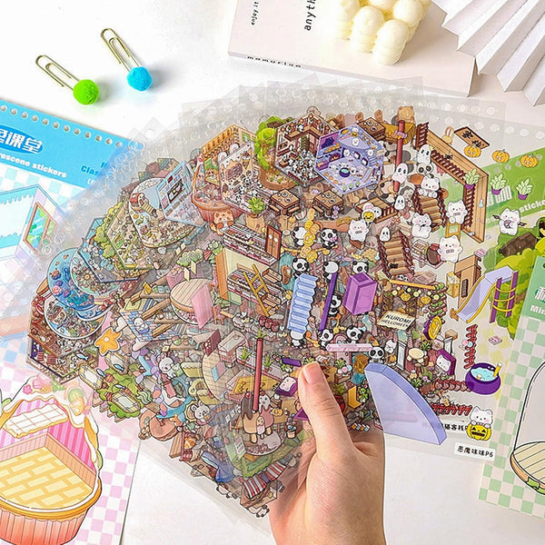 Halloween Fall Gift DIY 3D Sticker Scene - 20 Sets(1500 PCS Fun DIY Reusable Sticker Book, Create Your Own Scenes, Cute Stickers & Waterproof, Ideal for Adults & Kids to Relieve Stress Anywhere, Crafts Party Favors