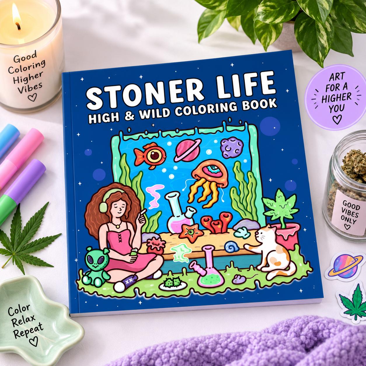 Halloween Fall Gift Stoner Life: High and Wild Coloring Book for Adults Secondary image