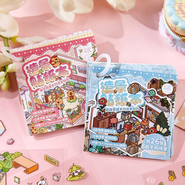 Halloween Fall Gift 26 Micro-scenery Stickers Per Pack Stay-at-home Party Series Leisure-themed Handwritten Material Scene Stickers