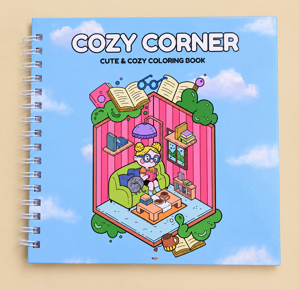 Halloween Fall Gift Little Corner Super Cute Spiral Binding  Coloring Book for Adults and Teens with Cozy Hygge Spaces for Relaxation. Main image