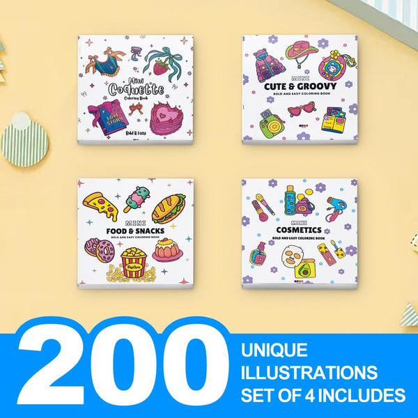 Halloween Fall  Gift 5-Piece Mini Coloring Book Bundle for Stress Relief with Protective Sheet