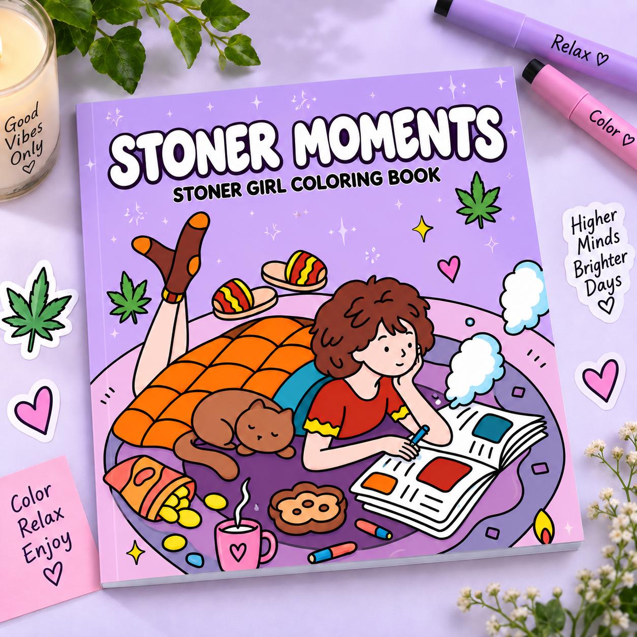 Halloween Fall Gift Stoner Moments: Stoner Girl Coloring Book Featuring Cute and Cozy Daily Activities, Whimsical Drawings for Relaxation and Stress Relief Secondary image
