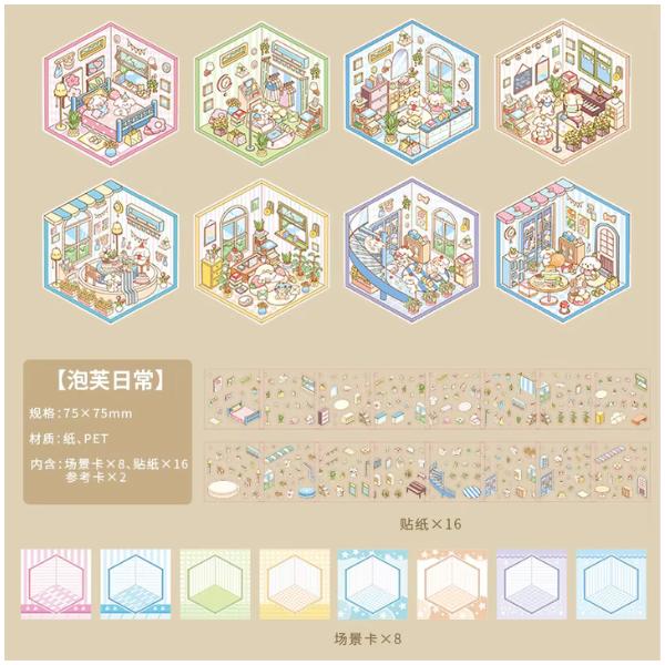 Halloween Fall Gift 26 Micro-scenery Stickers Per Pack Stay-at-home Party Series Leisure-themed Handwritten Material Scene Stickers