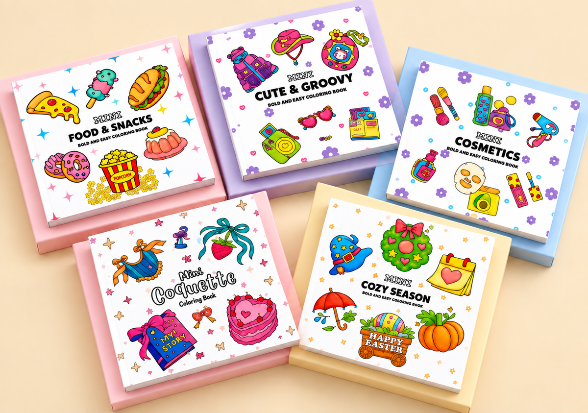 Halloween Fall  Gift 5-Piece Mini Coloring Book Bundle for Stress Relief with Protective Sheet Main image