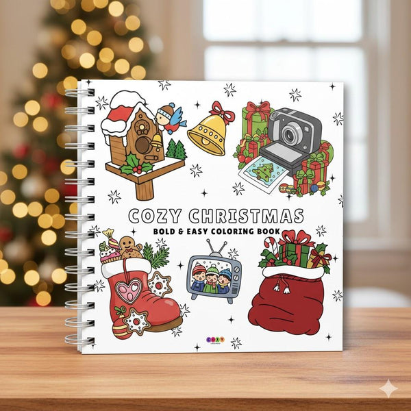 Halloween Fall Gift Cozy Christmas coloring Book Spiral Bound Hard Cover