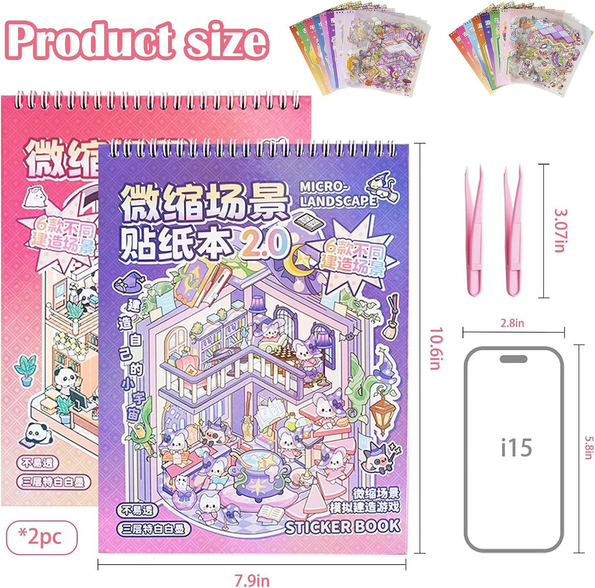 Halloween Fall Gift 12 Set Big Size DIY 3D Sticker Scene Collection Book 3D Scene Stickers Miniature Scene Therapy Stickers for Relief Stress Pass The Time