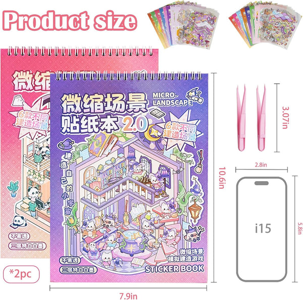 Halloween Fall Gift 12 Set Big Size DIY 3D Sticker Scene Collection Book 3D Scene Stickers Miniature Scene Therapy Stickers for Relief Stress Pass The Time