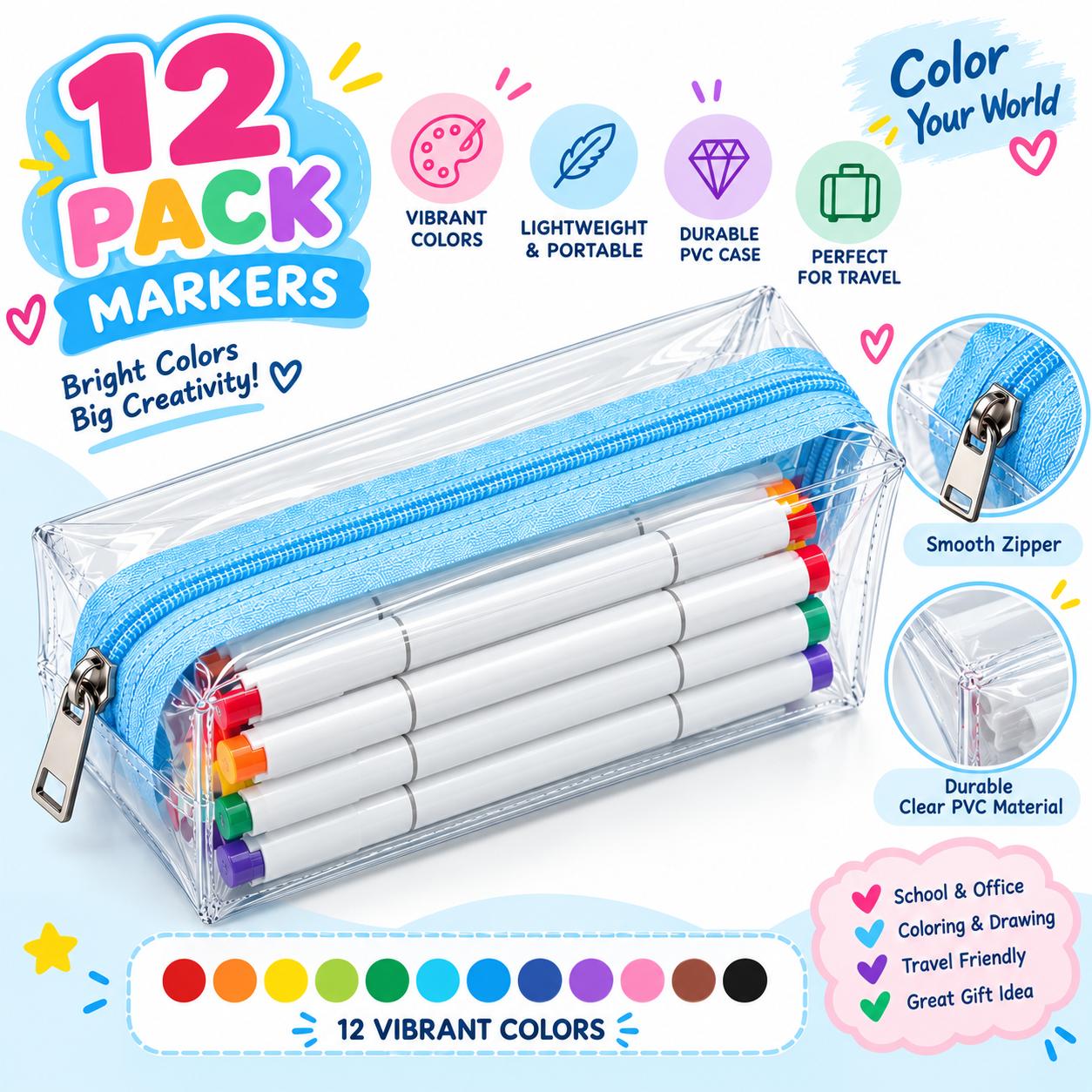Halloween Fall Gift Cozy Coloring BEST GIFT 4 Mini Coloring Books Bundle with 12 Markers & Stickers for Kids & Adults 3x3 Inches Pocket Size Stress Relief Creative Relaxation Secondary image