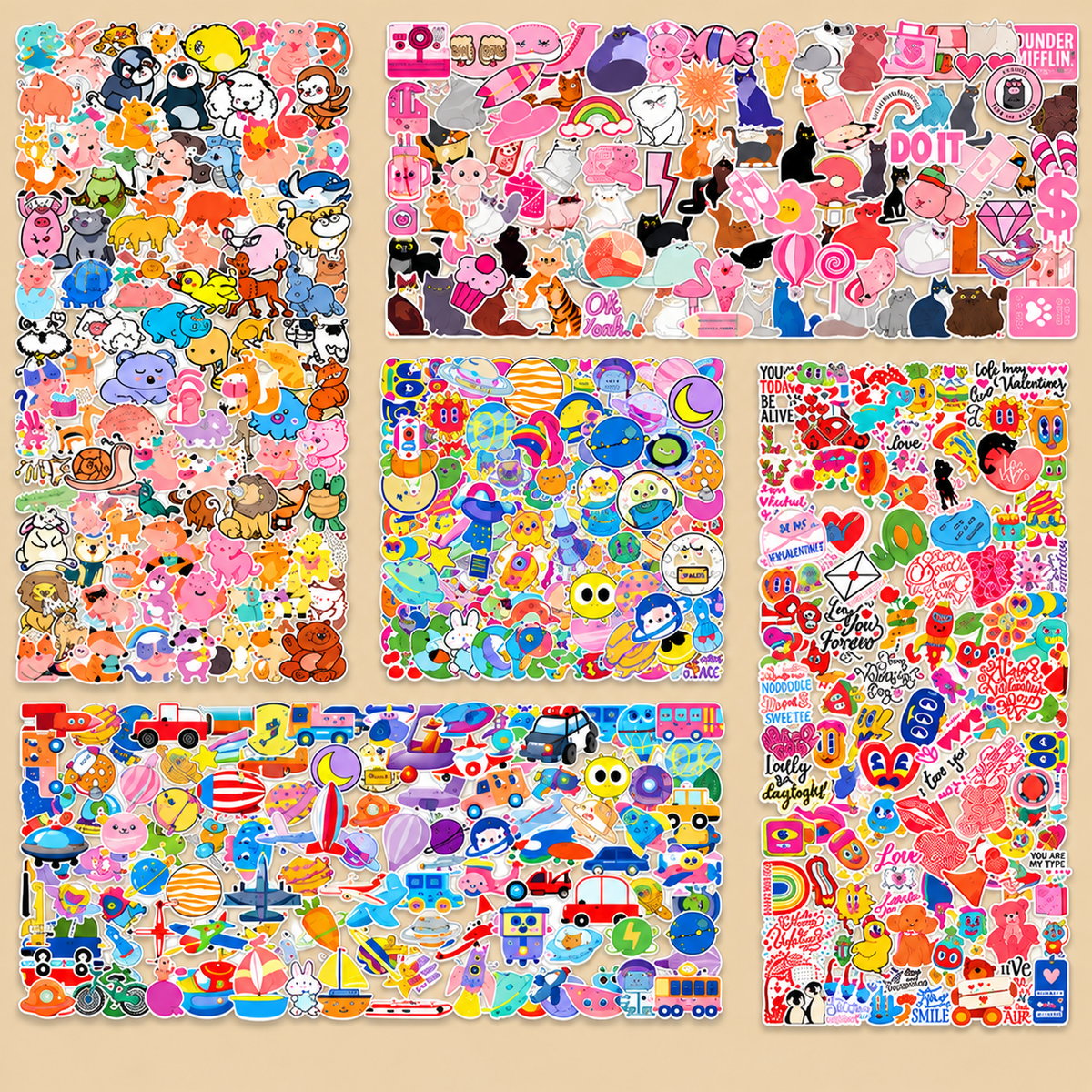 Halloween Fall Gift 500pcs Cute Waterproof Stickers Pack, Random Stickers for Kids, Teens, Adults - Water Bottle, Laptop, Skateboard, Helmet Main image