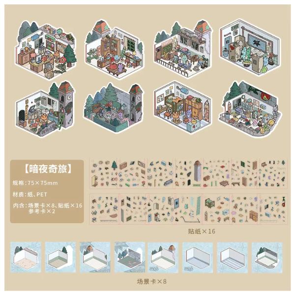 Halloween Fall Gift 26 Micro-scenery Stickers Per Pack Stay-at-home Party Series Leisure-themed Handwritten Material Scene Stickers